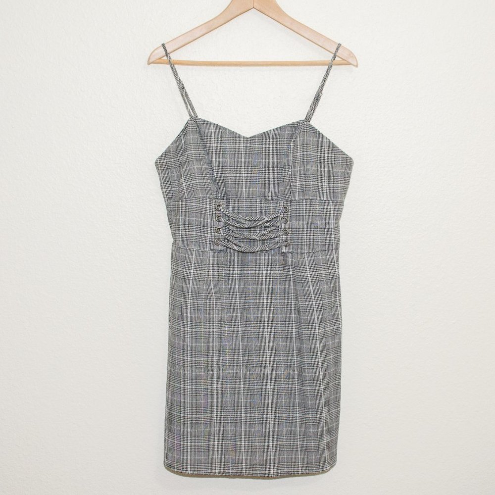 Wild Fable Plaid Strappy Lace Up Waist Mini Dress